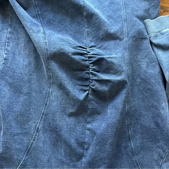 For Cynthia Blue Hooded Cotton Terry zip up sweater boho Tunic Jacket - Picture 11 of 11